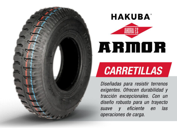 Combo X4 Llantas Carretilla 2.50-4 P522 Tt 4pr Hakuba-armor - Imagen 3