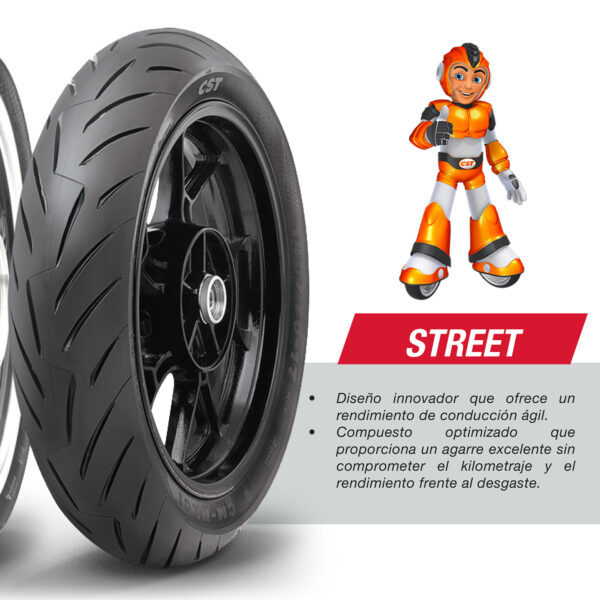 Llanta Para Moto 100/80-17 Cm-nk01 Tl 52s Cst - Imagen 3