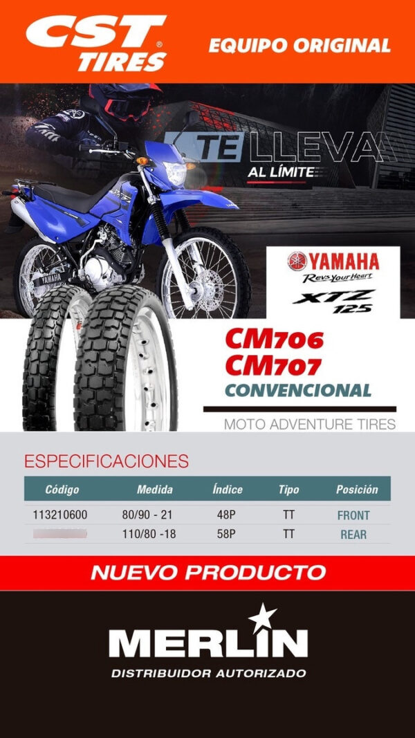 Llanta Para Moto 110/80-18 Cm707 Tt 58p Cst - Imagen 2