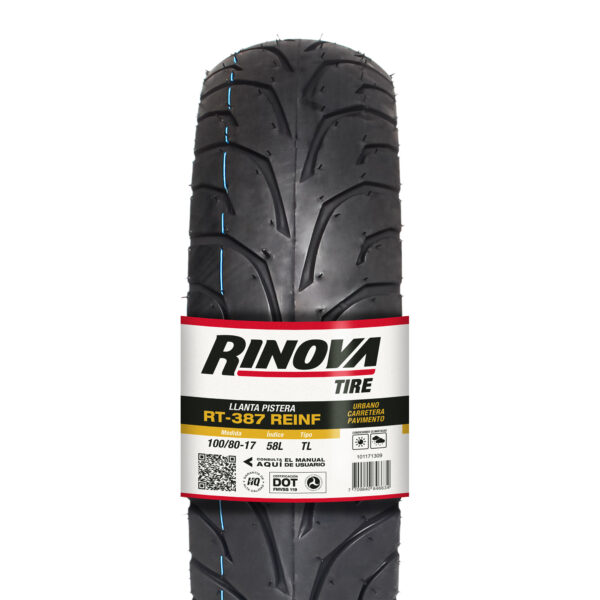 Llanta 100/80-17 RT-387 REINF TL 58L RINOVA TIR