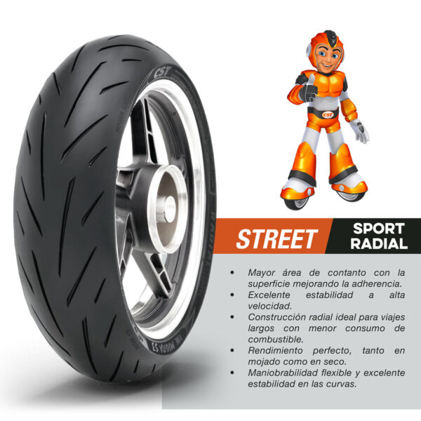 Llanta 120/70ZR17 CM-S3 TL 58W CST - Imagen 3