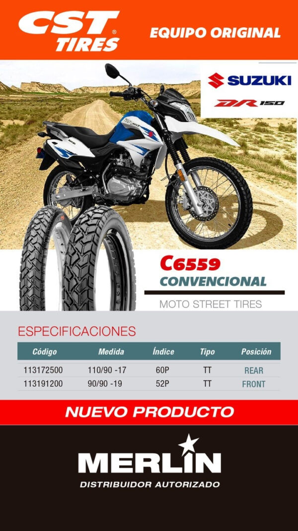 Llanta Para Moto 90/90-19 C6559y Tt 52p Cst - Imagen 6